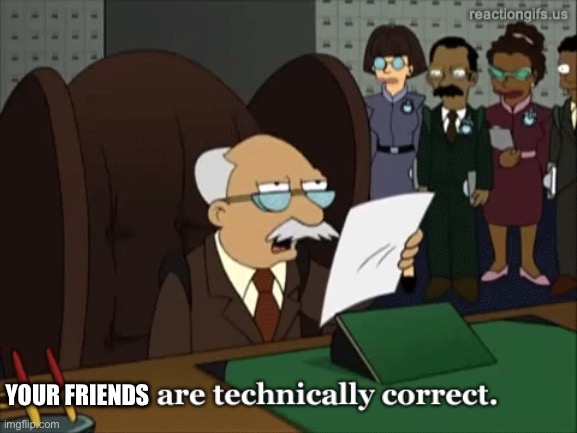 You are technically correct | YOUR FRIENDS | image tagged in you are technically correct | made w/ Imgflip meme maker