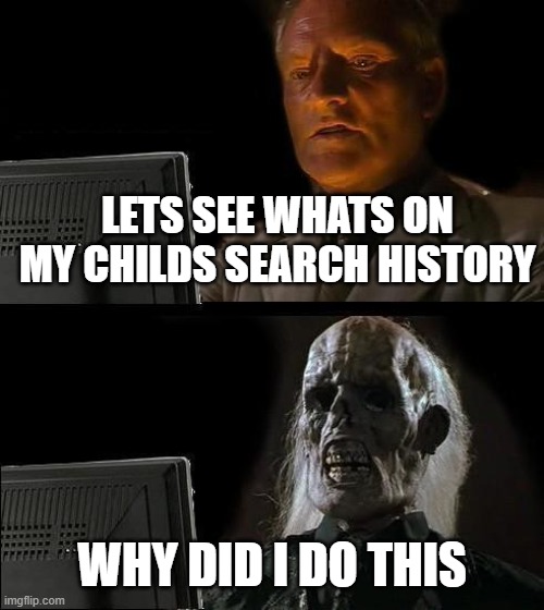 What did he see | LETS SEE WHATS ON MY CHILDS SEARCH HISTORY; WHY DID I DO THIS | image tagged in memes,funny | made w/ Imgflip meme maker