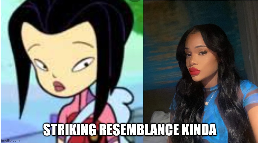 Look similar despite there no where near in age and she probably doesn't even know who Kim chin is | STRIKING RESEMBLANCE KINDA | image tagged in funny memes | made w/ Imgflip meme maker