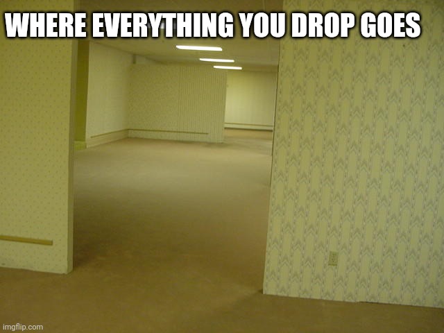 I found it | WHERE EVERYTHING YOU DROP GOES | image tagged in the backrooms | made w/ Imgflip meme maker