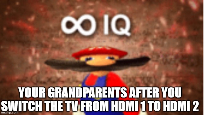 Infinite IQ | YOUR GRANDPARENTS AFTER YOU SWITCH THE TV FROM HDMI 1 TO HDMI 2 | image tagged in infinite iq | made w/ Imgflip meme maker