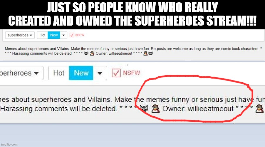 The OG Owner | JUST SO PEOPLE KNOW WHO REALLY CREATED AND OWNED THE SUPERHEROES STREAM!!! | image tagged in you can't handle the truth,truth hurts | made w/ Imgflip meme maker