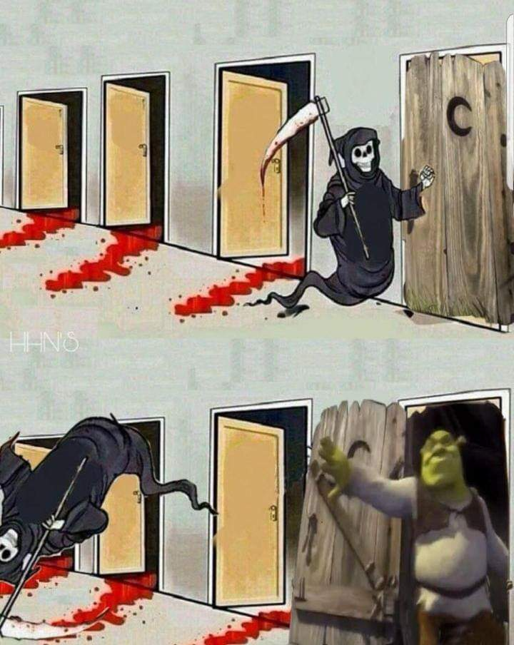 Death knocking on Shrek's Door Blank Meme Template