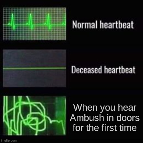 ooooooooOOOOOOOOOOOOOOOOOOOO | When you hear Ambush in doors for the first time | image tagged in heartbeat rate,doors | made w/ Imgflip meme maker