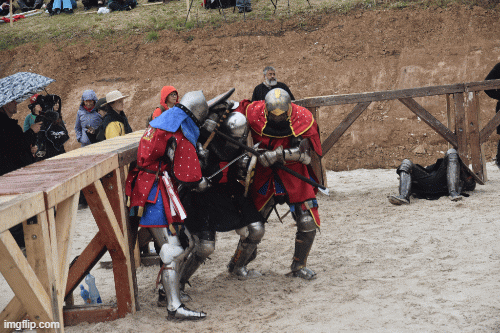 kneel! | image tagged in gifs,fight,tournament,meadieval,knight,weapon | made w/ Imgflip images-to-gif maker