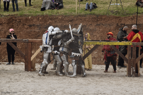 falling party | image tagged in gifs,medieval,tournament,knight,weapon,armor | made w/ Imgflip images-to-gif maker