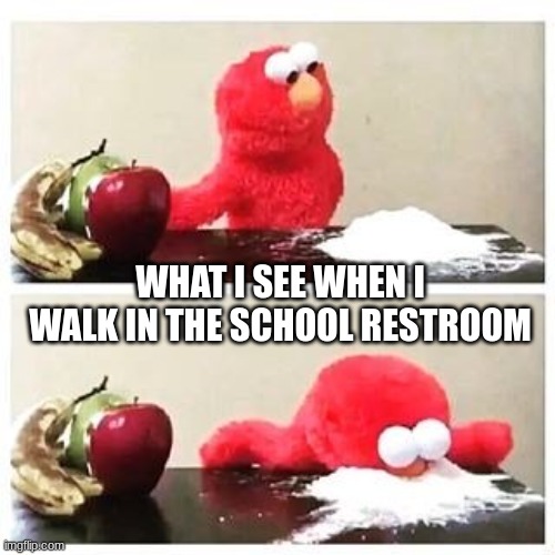 facts xd | WHAT I SEE WHEN I WALK IN THE SCHOOL RESTROOM | image tagged in elmo cocaine | made w/ Imgflip meme maker