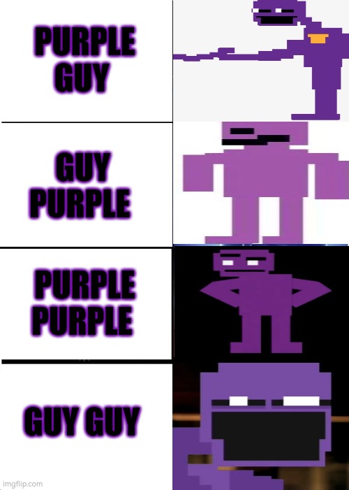 All types of child murders | PURPLE GUY; GUY PURPLE; PURPLE PURPLE; GUY GUY | image tagged in memes,purple guy | made w/ Imgflip meme maker