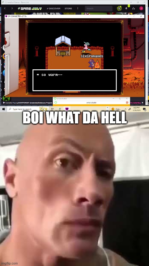 BOI WHAT DA HELL | image tagged in the rock eyebrows | made w/ Imgflip meme maker