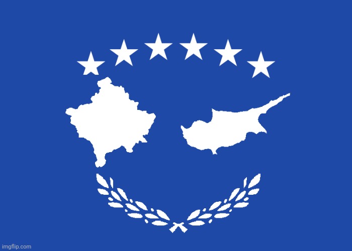 Kosovo-Cyprus, a mediterranean superpower that emerged from two disputed territories. | image tagged in kosovo,serbia,cyprus | made w/ Imgflip meme maker