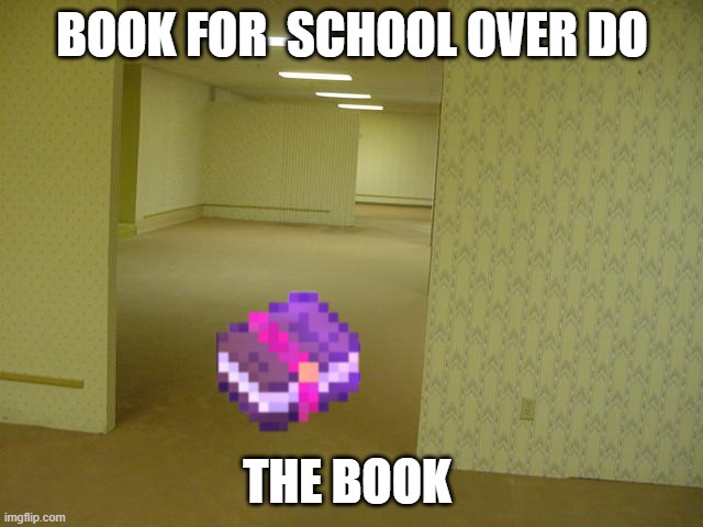 The Backrooms | BOOK FOR  SCHOOL OVER DO; THE BOOK | image tagged in the backrooms | made w/ Imgflip meme maker