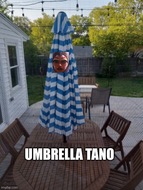 Umbrella Tano | UMBRELLA TANO | image tagged in star wars,ahsoka,umbrella | made w/ Imgflip meme maker