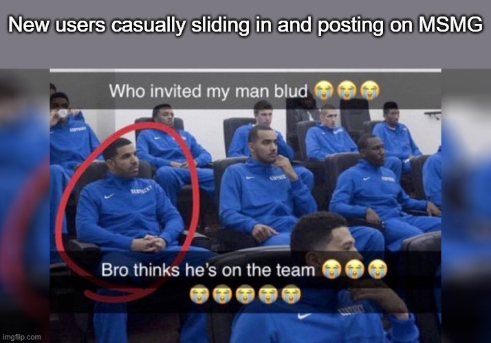 true | New users casually sliding in and posting on MSMG | image tagged in who invited my man blud | made w/ Imgflip meme maker