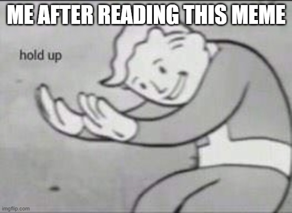 ME AFTER READING THIS MEME | image tagged in fallout hold up | made w/ Imgflip meme maker