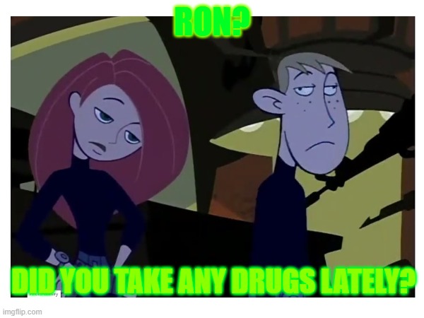 Derp Stoppable | RON? DID YOU TAKE ANY DRUGS LATELY? | image tagged in kim possible | made w/ Imgflip meme maker