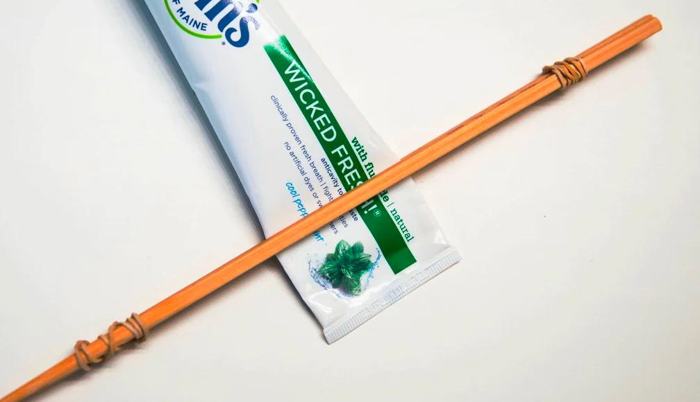 chopsticks on toothpaste tube Blank Meme Template