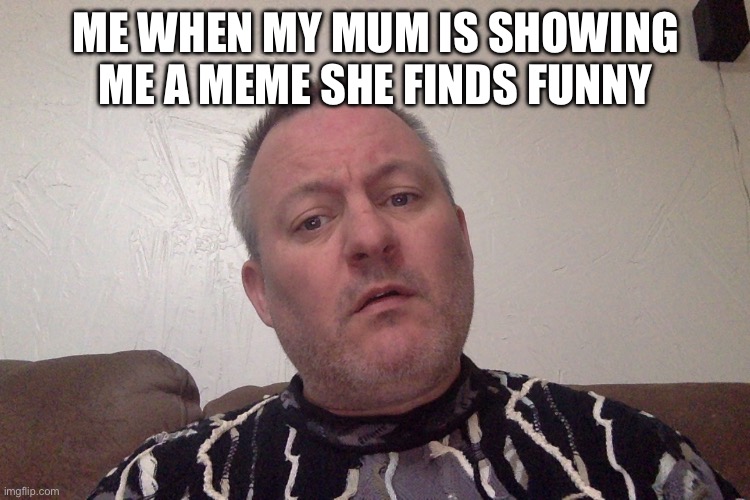 stone face | ME WHEN MY MUM IS SHOWING ME A MEME SHE FINDS FUNNY | image tagged in stone face | made w/ Imgflip meme maker
