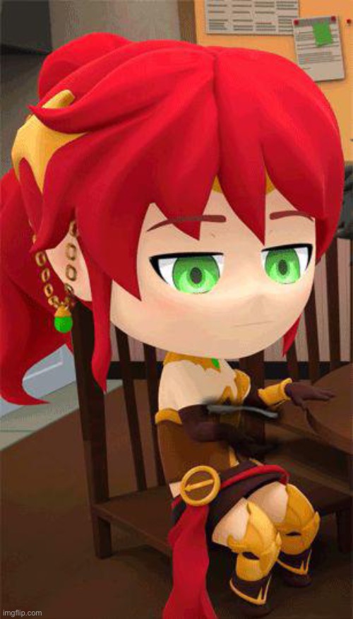 Disappointed Chibi Pyrrha | image tagged in disappointed chibi pyrrha | made w/ Imgflip meme maker