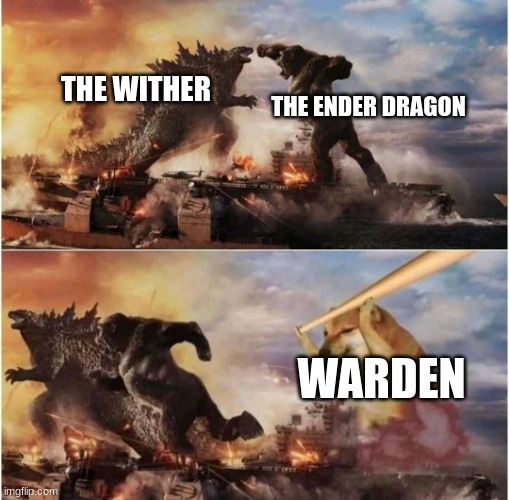 Kong Godzilla Doge | THE WITHER; THE ENDER DRAGON; WARDEN | image tagged in kong godzilla doge | made w/ Imgflip meme maker