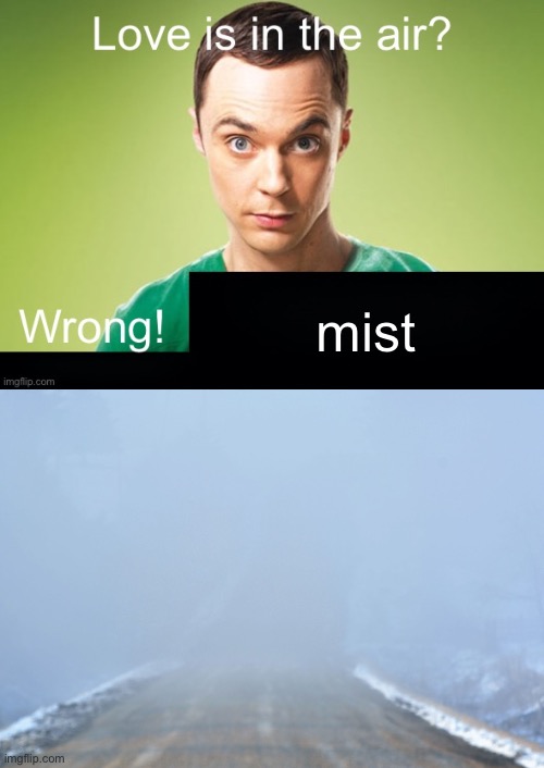 mist | image tagged in love is in the air wrong x | made w/ Imgflip meme maker
