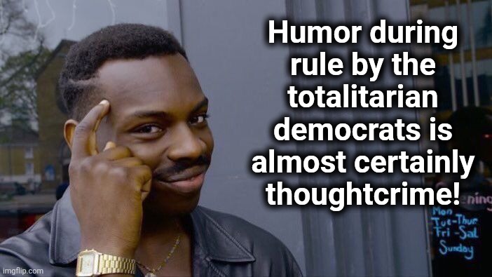 Roll Safe Think About It Meme | Humor during rule by the totalitarian democrats is almost certainly thoughtcrime! | image tagged in memes,roll safe think about it | made w/ Imgflip meme maker