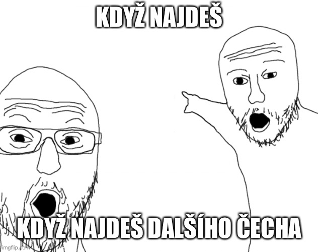 Soyjak Pointing | KDYŽ NAJDEŠ; KDYŽ NAJDEŠ DALŠÍHO ČECHA | image tagged in soyjak pointing | made w/ Imgflip meme maker