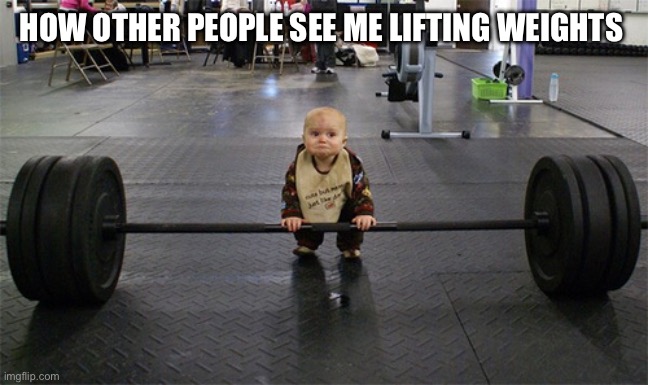 baby weights | HOW OTHER PEOPLE SEE ME LIFTING WEIGHTS | image tagged in baby weights | made w/ Imgflip meme maker