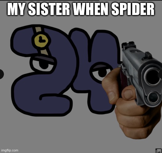 Twenty Fourick you! | MY SISTER WHEN SPIDER | image tagged in twenty fourick you | made w/ Imgflip meme maker