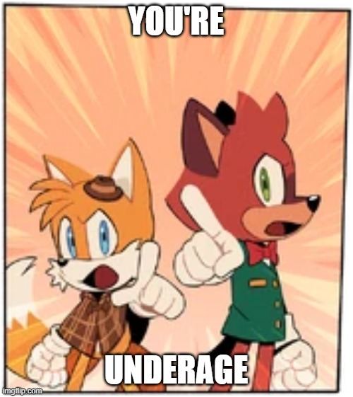Tails and Barry | YOU'RE UNDERAGE | image tagged in tails and barry | made w/ Imgflip meme maker