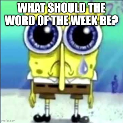 Sad Spongebob | WHAT SHOULD THE WORD OF THE WEEK BE? | image tagged in sad spongebob | made w/ Imgflip meme maker