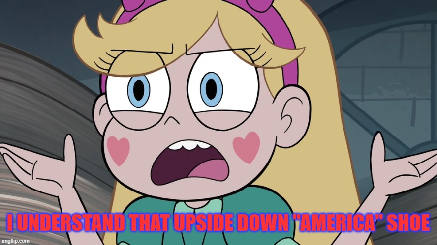 Star Butterfly | I UNDERSTAND THAT UPSIDE DOWN "AMERICA" SHOE | image tagged in star butterfly | made w/ Imgflip meme maker