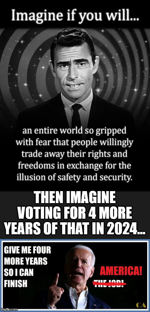 Just say no to 4 more year of destroying America... say no to the NWO... | THEN IMAGINE VOTING FOR 4 MORE YEARS OF THAT IN 2024... | image tagged in dementia,joe biden | made w/ Imgflip meme maker