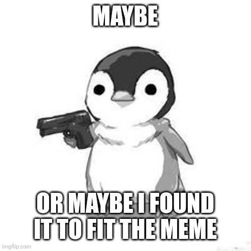 Penguin Holding Gun | MAYBE OR MAYBE I FOUND IT TO FIT THE MEME | image tagged in penguin holding gun | made w/ Imgflip meme maker