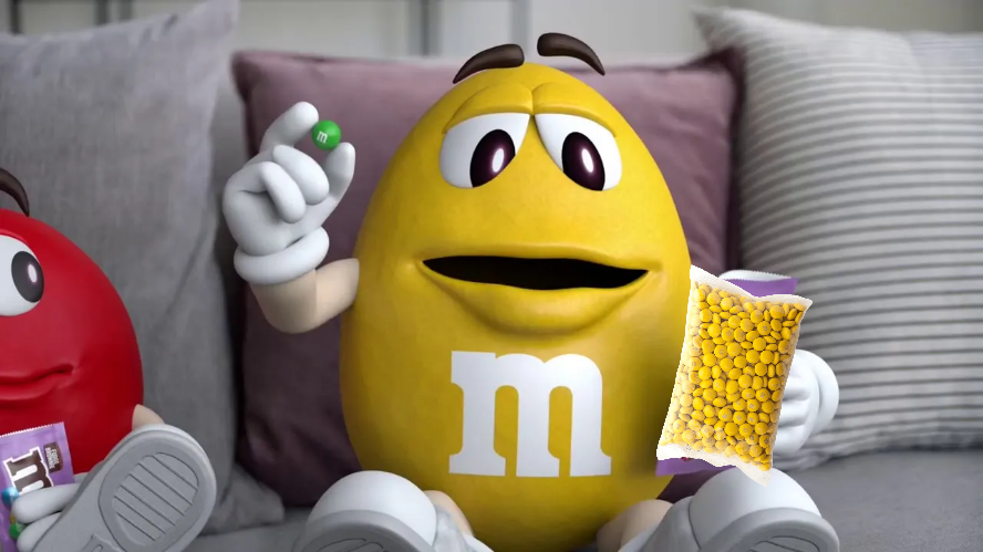 Yellow M&M and Bag of Yellow M&M's Blank Meme Template