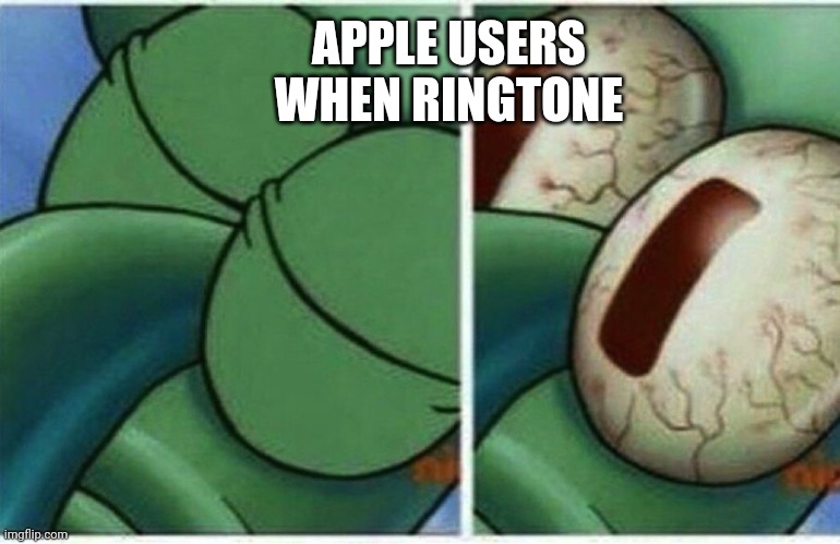 Squidward | APPLE USERS WHEN RINGTONE | image tagged in squidward | made w/ Imgflip meme maker