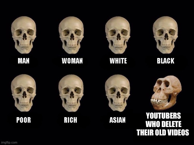 Why | YOUTUBERS WHO DELETE THEIR OLD VIDEOS | image tagged in empty skulls of truth | made w/ Imgflip meme maker