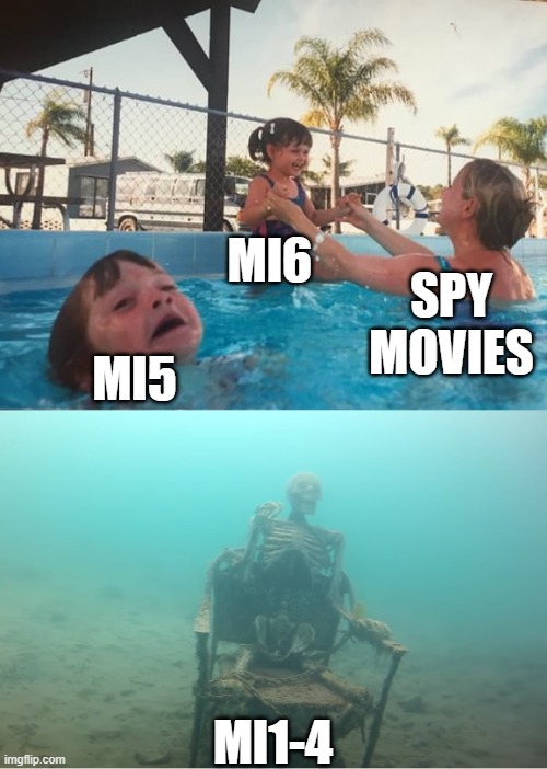 yes | MI6; SPY MOVIES; MI5; MI1-4 | image tagged in swimming pool kids,lol,true,movies | made w/ Imgflip meme maker