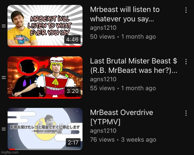 Mr Beast meme playlist 