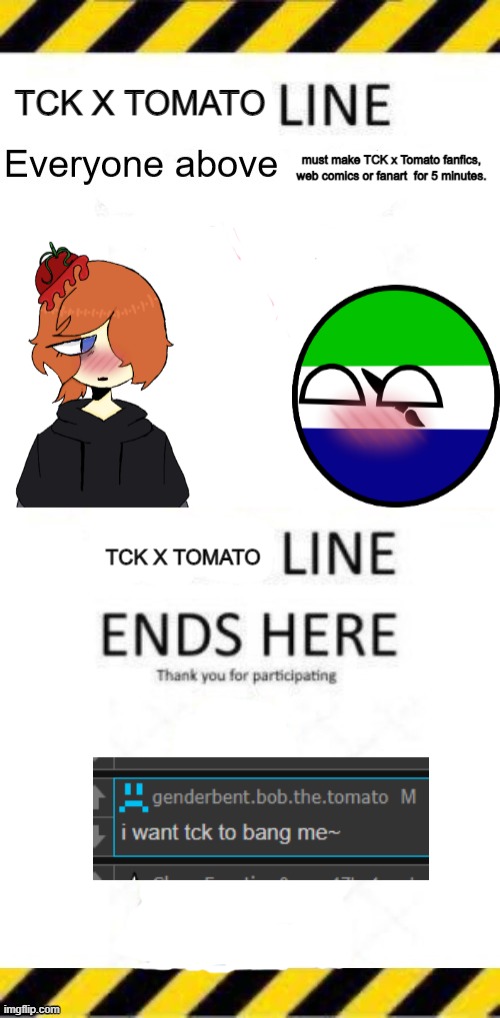 image tagged in tck x tomato line start,tck x tomato line end | made w/ Imgflip meme maker