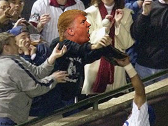 Trump couldn't resist | image tagged in steve bartman | made w/ Imgflip meme maker
