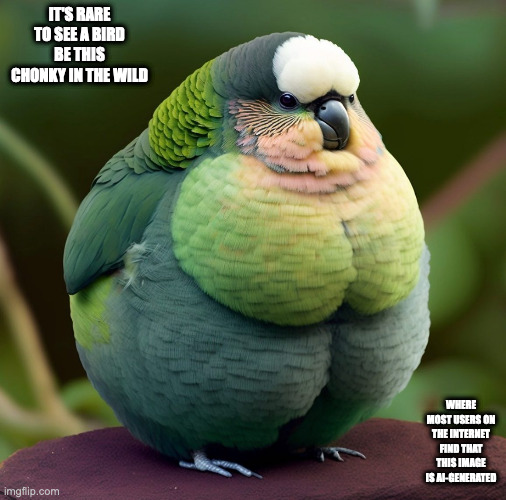 Chonky Bird | IT'S RARE TO SEE A BIRD BE THIS CHONKY IN THE WILD; WHERE MOST USERS ON THE INTERNET FIND THAT THIS IMAGE IS AI-GENERATED | image tagged in bird,memes | made w/ Imgflip meme maker