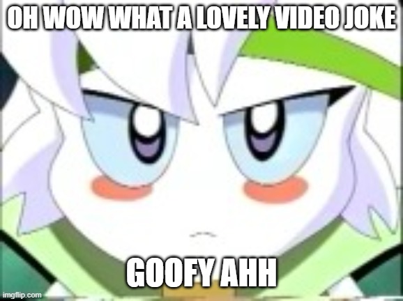 OH WOW WHAT A LOVELY VIDEO JOKE GOOFY AHH | image tagged in sirica glaring | made w/ Imgflip meme maker