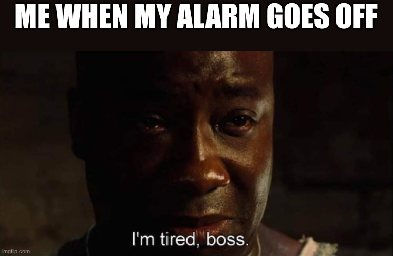 And than you time travel | ME WHEN MY ALARM GOES OFF | image tagged in i'm tired boss | made w/ Imgflip meme maker