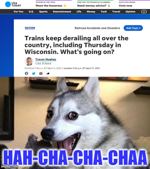 HAH-CHA-CHA-CHAA | image tagged in pun dog - husky | made w/ Imgflip meme maker