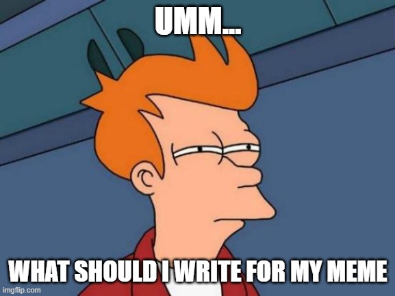 I have no idea | UMM... WHAT SHOULD I WRITE FOR MY MEME | image tagged in memes,futurama fry | made w/ Imgflip meme maker