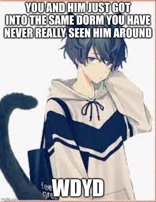 any kind of rp allowed ill comment the link to my memechat to do the rp please on memechat for rp | YOU AND HIM JUST GOT INTO THE SAME DORM YOU HAVE NEVER REALLY SEEN HIM AROUND; WDYD | made w/ Imgflip meme maker