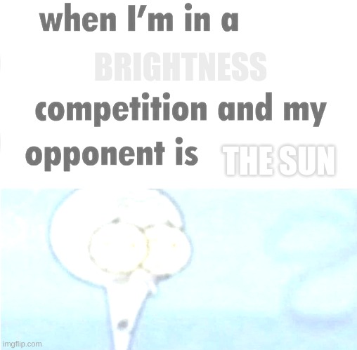 "light mode applied" | BRIGHTNESS; THE SUN | image tagged in whe i'm in a competition and my opponent is | made w/ Imgflip meme maker
