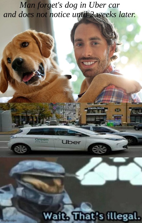 based on true event's | Man forget's dog in Uber car and does not notice until 2 weeks later. | image tagged in dogs | made w/ Imgflip meme maker