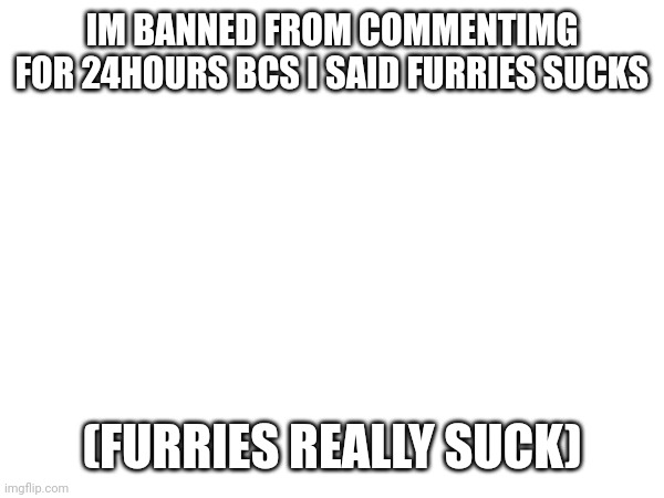 IM BANNED FROM COMMENTIMG FOR 24HOURS BCS I SAID FURRIES SUCKS; (FURRIES REALLY SUCK) | made w/ Imgflip meme maker