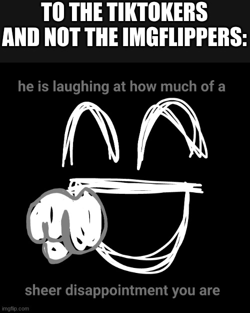 He is laughing at how much of a sheer disappointment you are | TO THE TIKTOKERS AND NOT THE IMGFLIPPERS: | image tagged in he is laughing at how much of a sheer disappointment you are,fun,tiktok sucks | made w/ Imgflip meme maker
